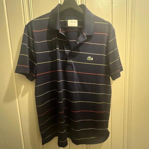 LACOSTE SPORT TECHNICAL PIQUE MEN'S TENNIS POLO SHIRT POLYESTER SILICONE LOGO - Picture 2 of 5